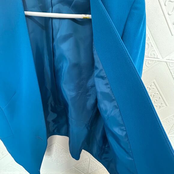 KASPER Size 14P Blue turquoise Skirt Suit Blazer Lined Jacket Vietnam - Picture 8 of 12